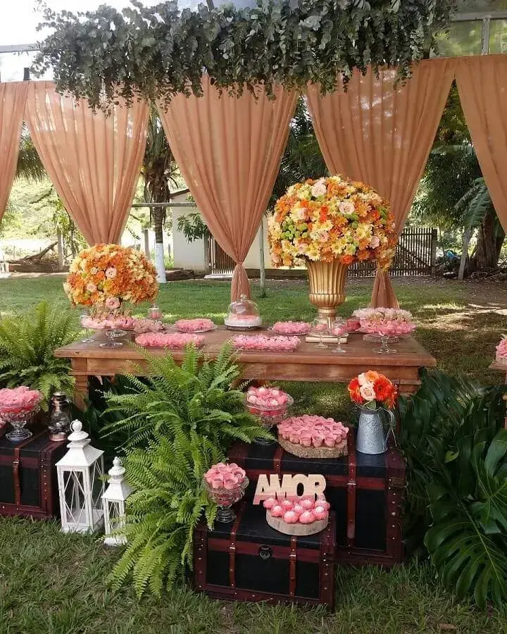 decoração de mesa de casamento rústico ao ar livre Foto Pinterest