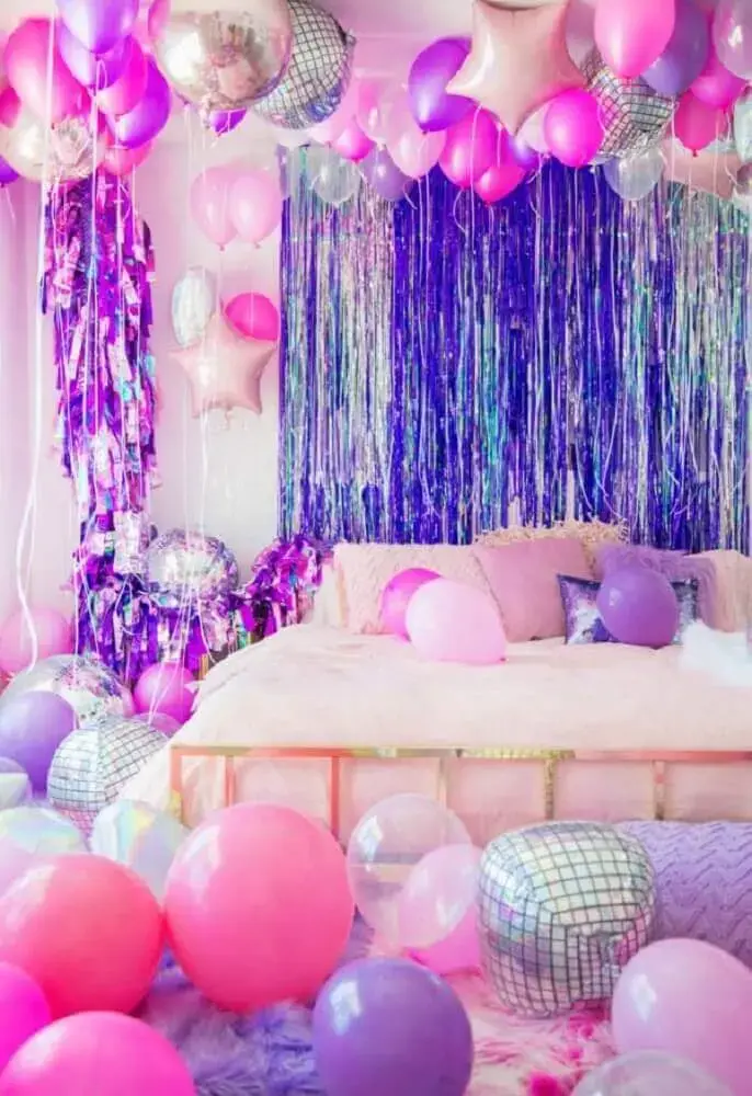 decoração para festa do pijama com balões