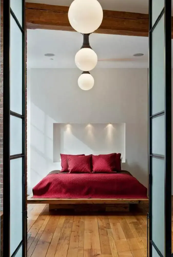 decoração quarto com cama de casal japonesa