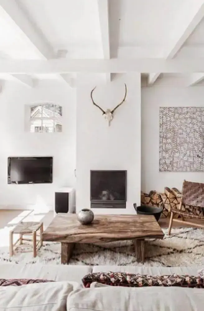 decoração sala rústica com estilo escandinavo
