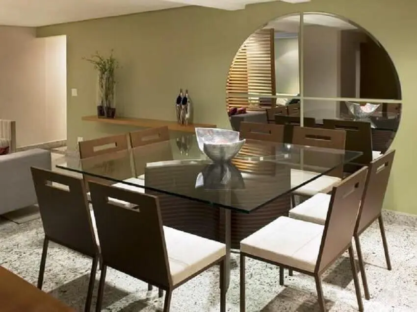 espelho bisotê para sala de jantar com estilo moderno e minimalista