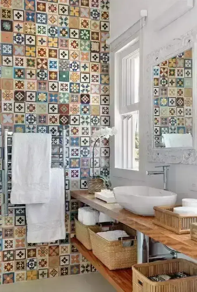 ladrilho hidráulico para banheiro decorado