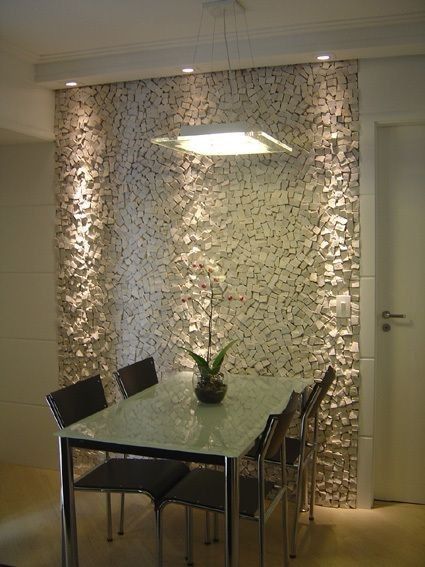 papel de parede 3d - sala de jantar com papel de parede 3d luxuoso
