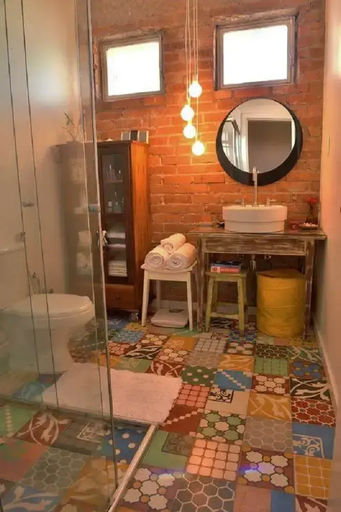 piso rústico para decoração de banheiro