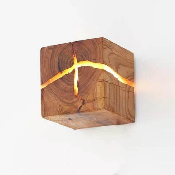 Luminária de madeira para parede