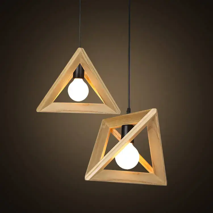 Luminária de madeira geométrica