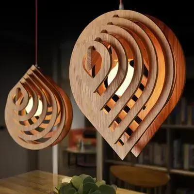 Luminária de madeira pendente de gota
