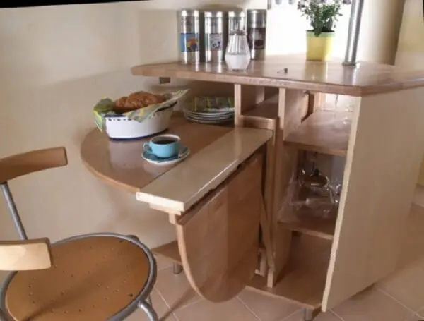 mesa dobrável para cozinha em madeira natural