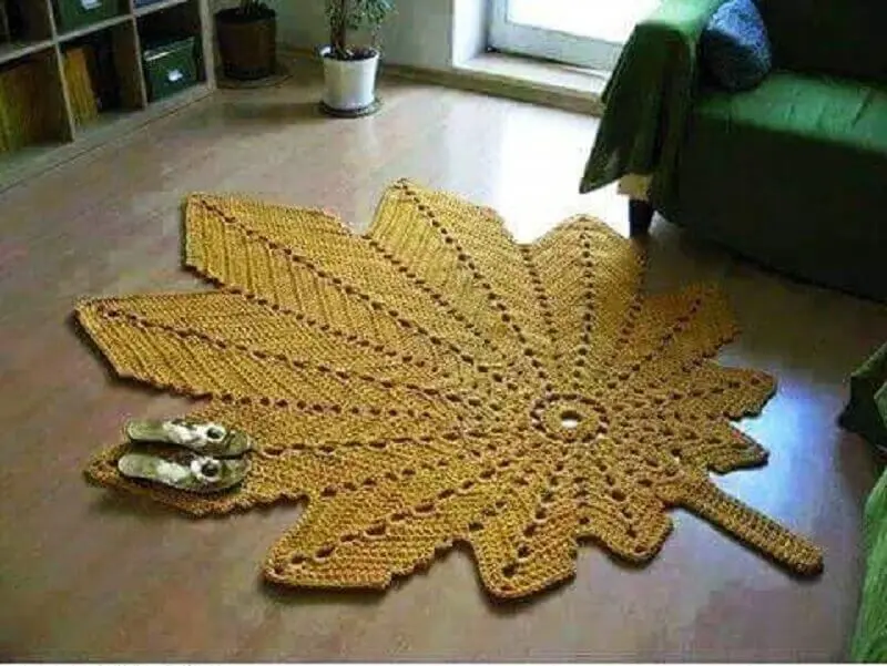 como fazer folhas de crochê para tapetes em formato de folha