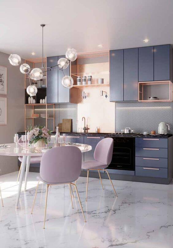 Cores para cozinha azul e lilás