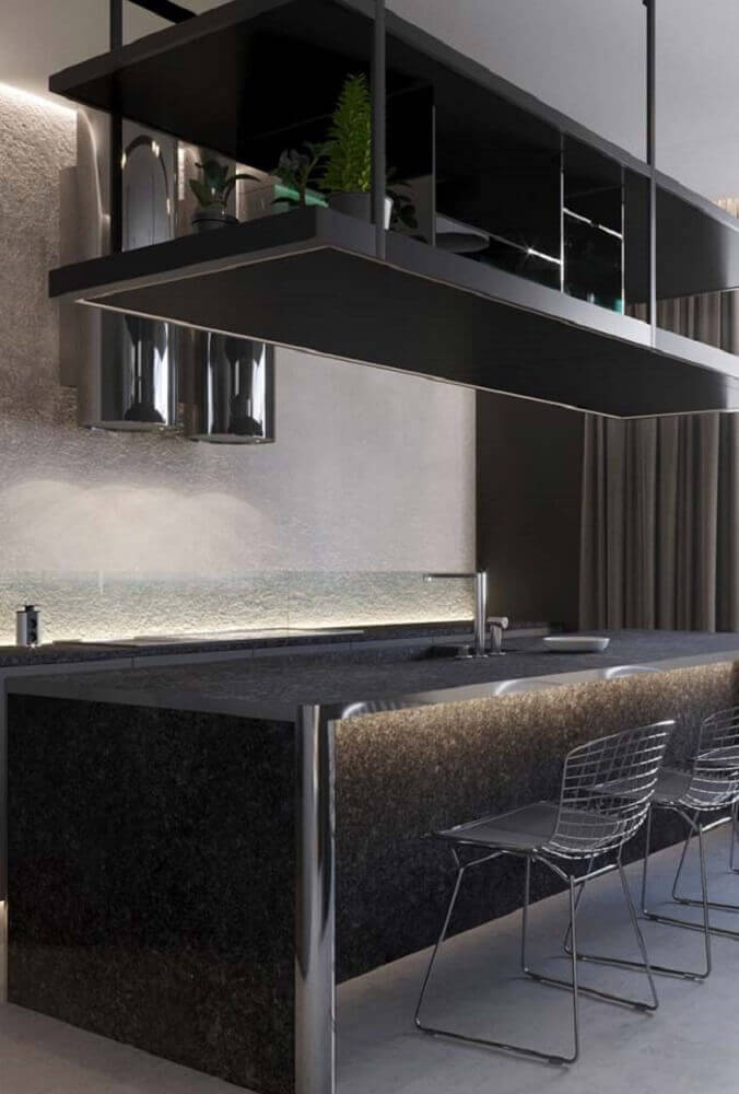 cozinha moderna com granito preto aracruz
