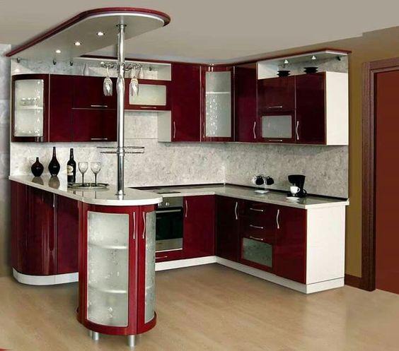 Cozinha modulada vermelha e branca