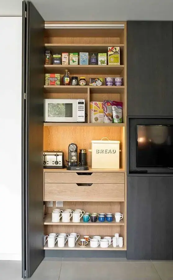 decoração cantinho do café na cozinha com armário planejado Foto LivraBook