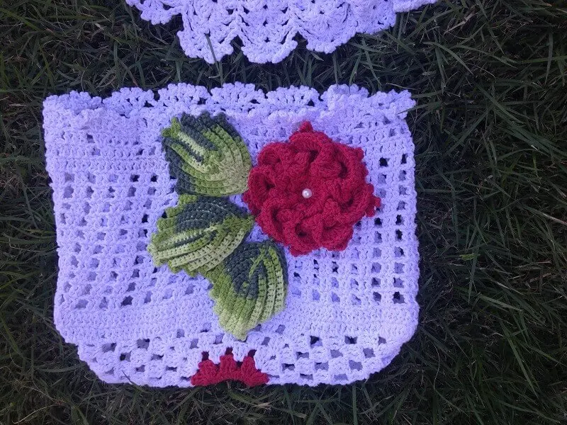 folhas de crochê para aplicação em jogo de banheiro