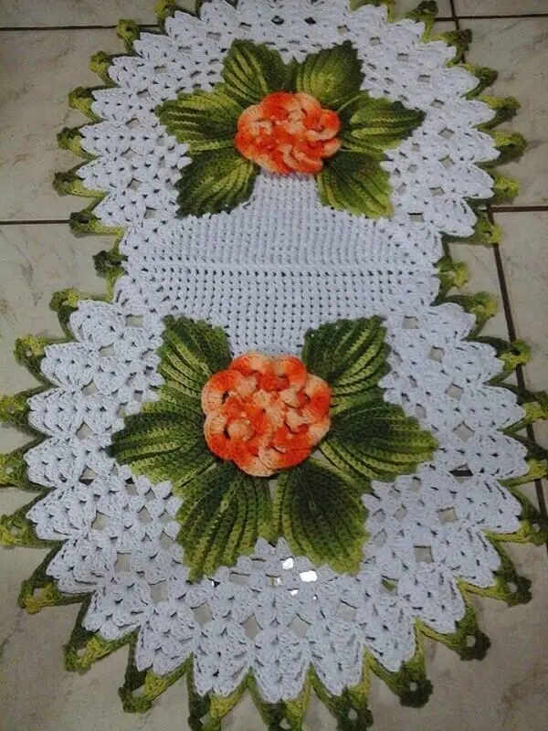 inspiração de como fazer folhas de crochê para tapetes