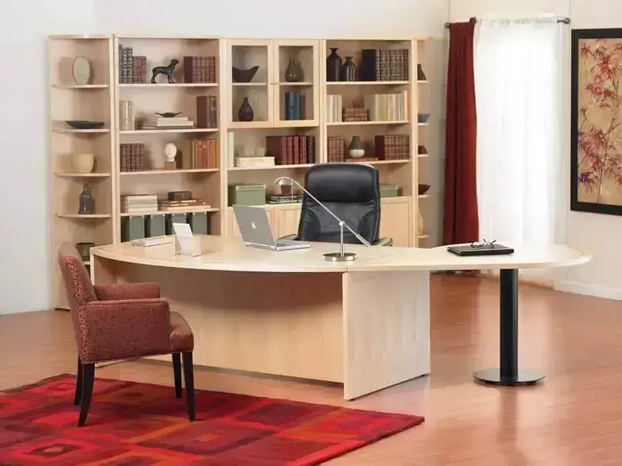 modelo de birô para escritório com detalhes arredondados