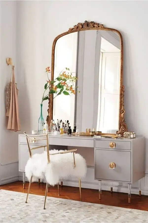 penteadeira com espelho ouro envelhecido estilo provençal