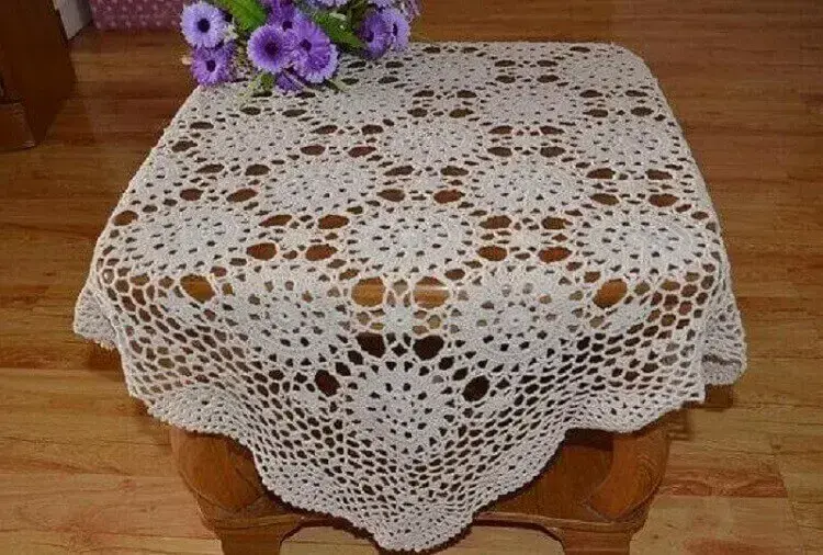 toalha de mesa de crochê para mesa de centro 