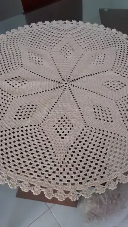 toalha de mesa de crochê - toalha de mesa circular branca 