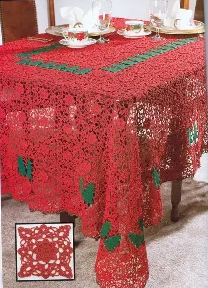 toalha de mesa de crochê - toalha de mesa de crochê vermelho 