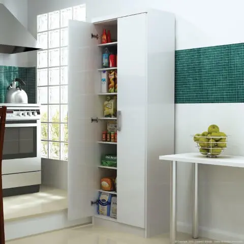 Armário multiuso usado como despensa em cozinha