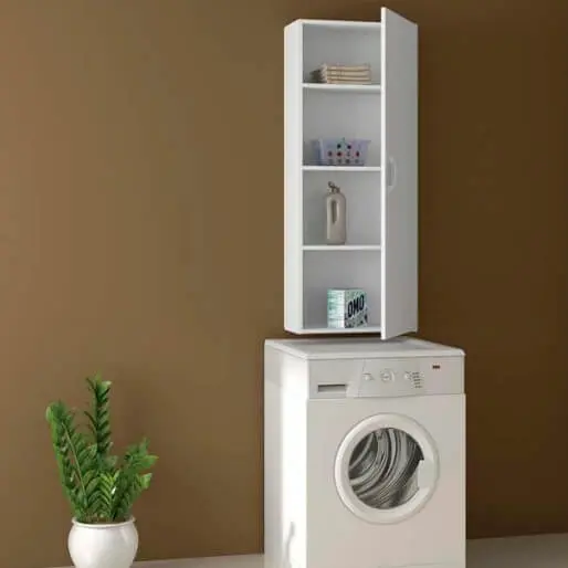 Armário multiuso vertical em cima da máquina de lavar