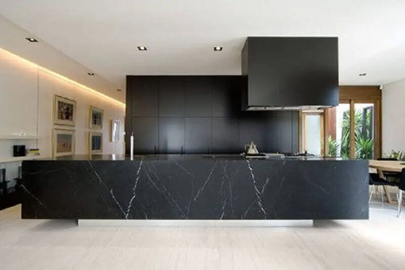 Cozinha moderna em mármore preto - Pinterest