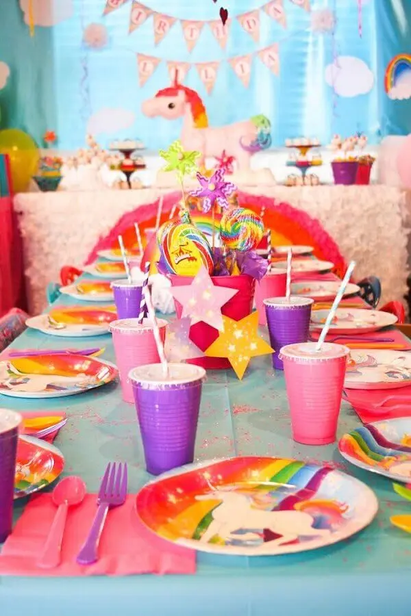Festa de Unicórnio mesa de arco iris