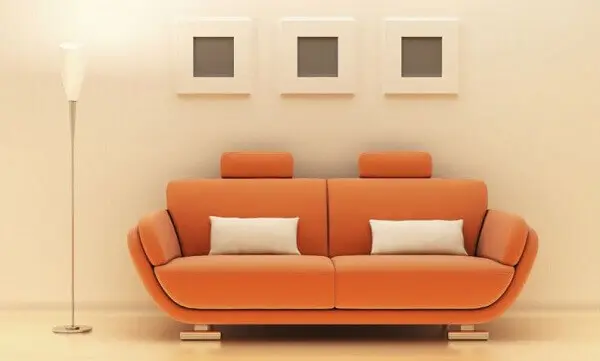Salas modernas com sofá laranja