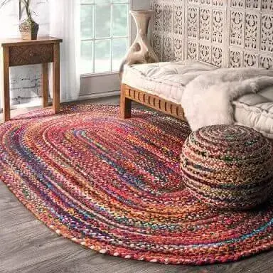 Tapete de crochê oval grande colorido