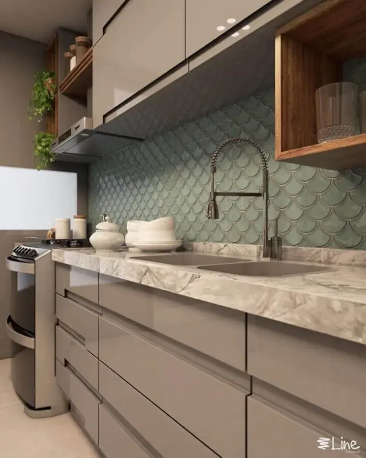 acabamento 3d para azulejo para cozinha moderna planejada Foto Lais Arêas
