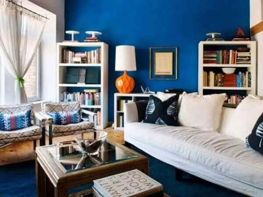 combinação de cores para sala azul e branca Foto Fátima Brandani