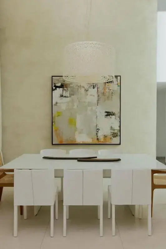 modelo abstrato de quadros-grandes para sala de jantar com decoração minimalista