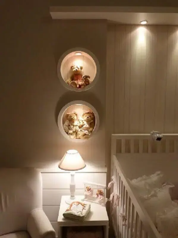 nicho redondo para quarto de bebê com led embutido