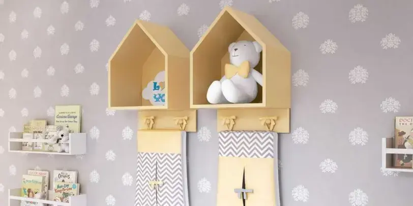 nichos para quarto de bebê - nichos amarelos de casa 