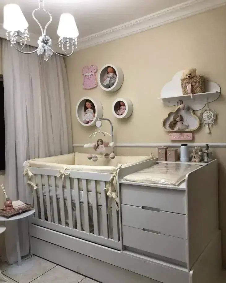 nichos para quarto de bebê - nichos brancos e redondos 