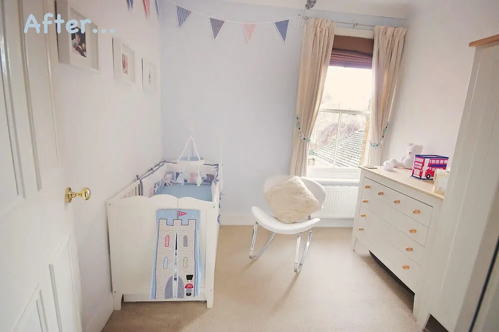 poltrona moderna para quarto de bebê pequeno decorado