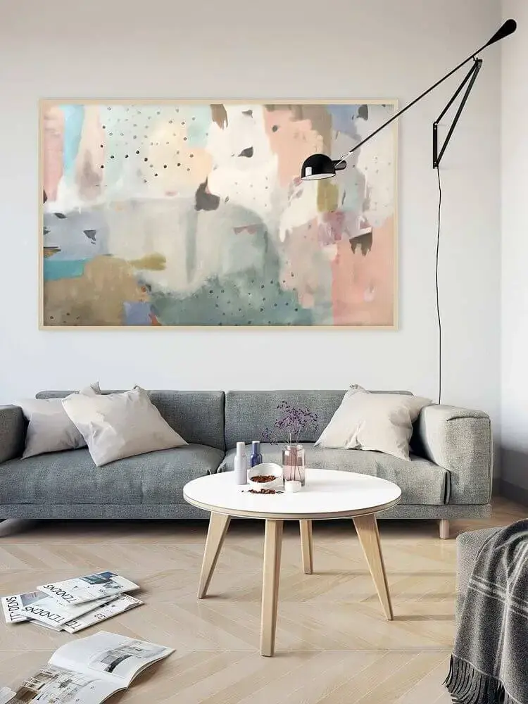 quadro grande para sala com decoração minimalista