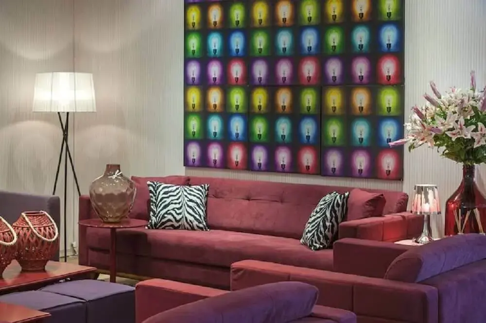 quadros grandes para sala de estar com decoração colorida