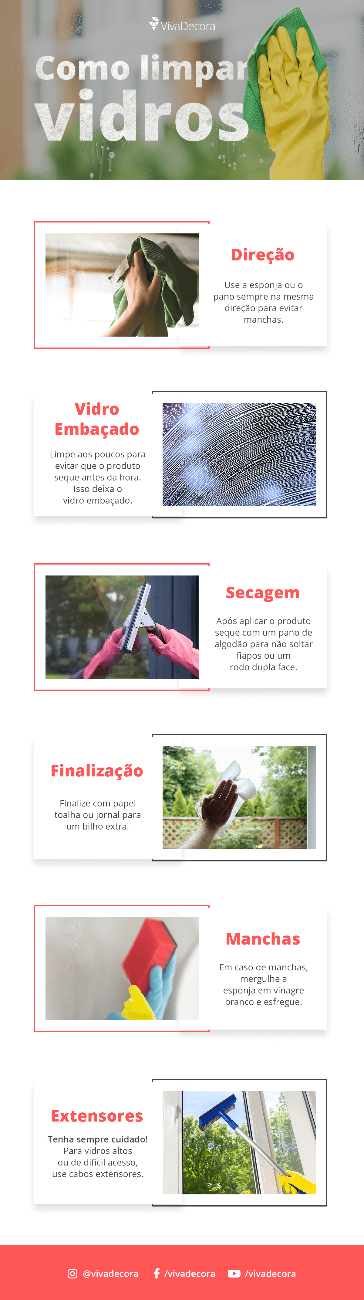 Infográfico - Como limpar vidros