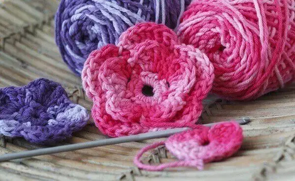 Crochê flor rosa