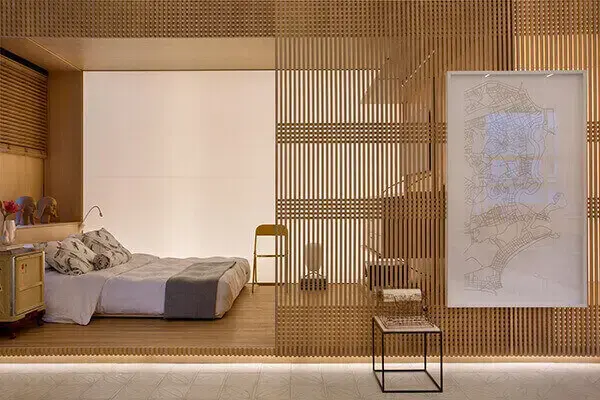 Divisória de madeira para quarto moderno