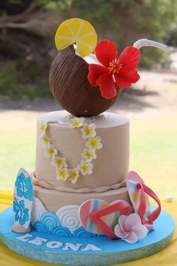 Festa havaiana bolo temático