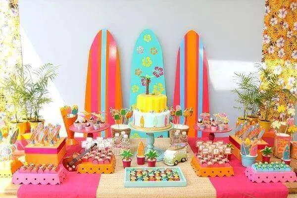 Festa havaiana decoração de mesa
