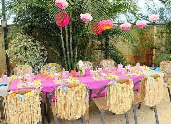 Festa havaiana decoração de mesa dos convidados