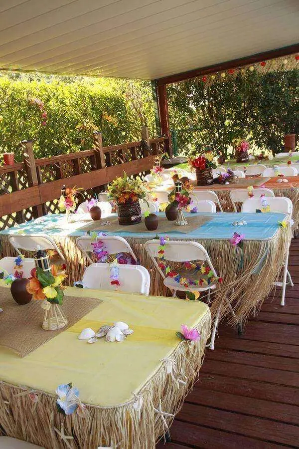 Festa havaiana decoração de mesas