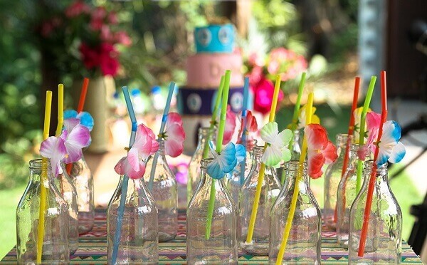 Festa havaiana garrafinhas de vidro