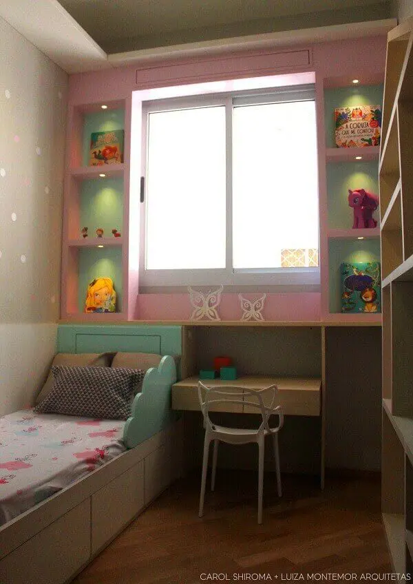 Modelos de quartos com decoração rosa e verde