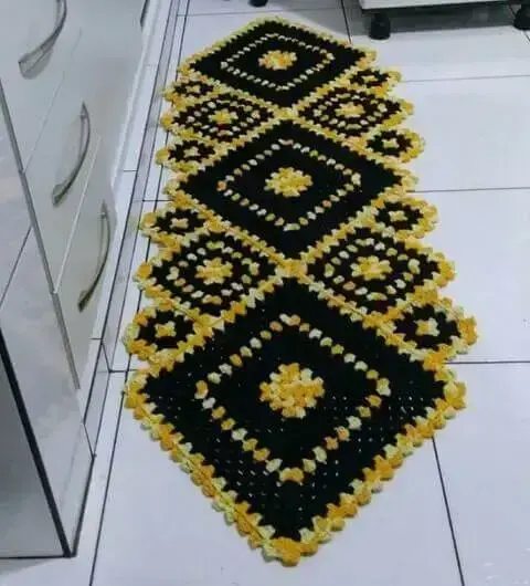 Tapete de crochê para cozinha amarelo e preto Foto de Pinterest