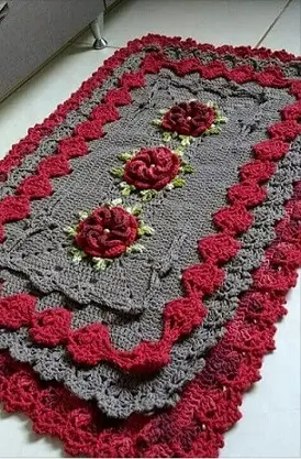 Tapete de crochê para cozinha cinza e vermelho Foto de Pinterest